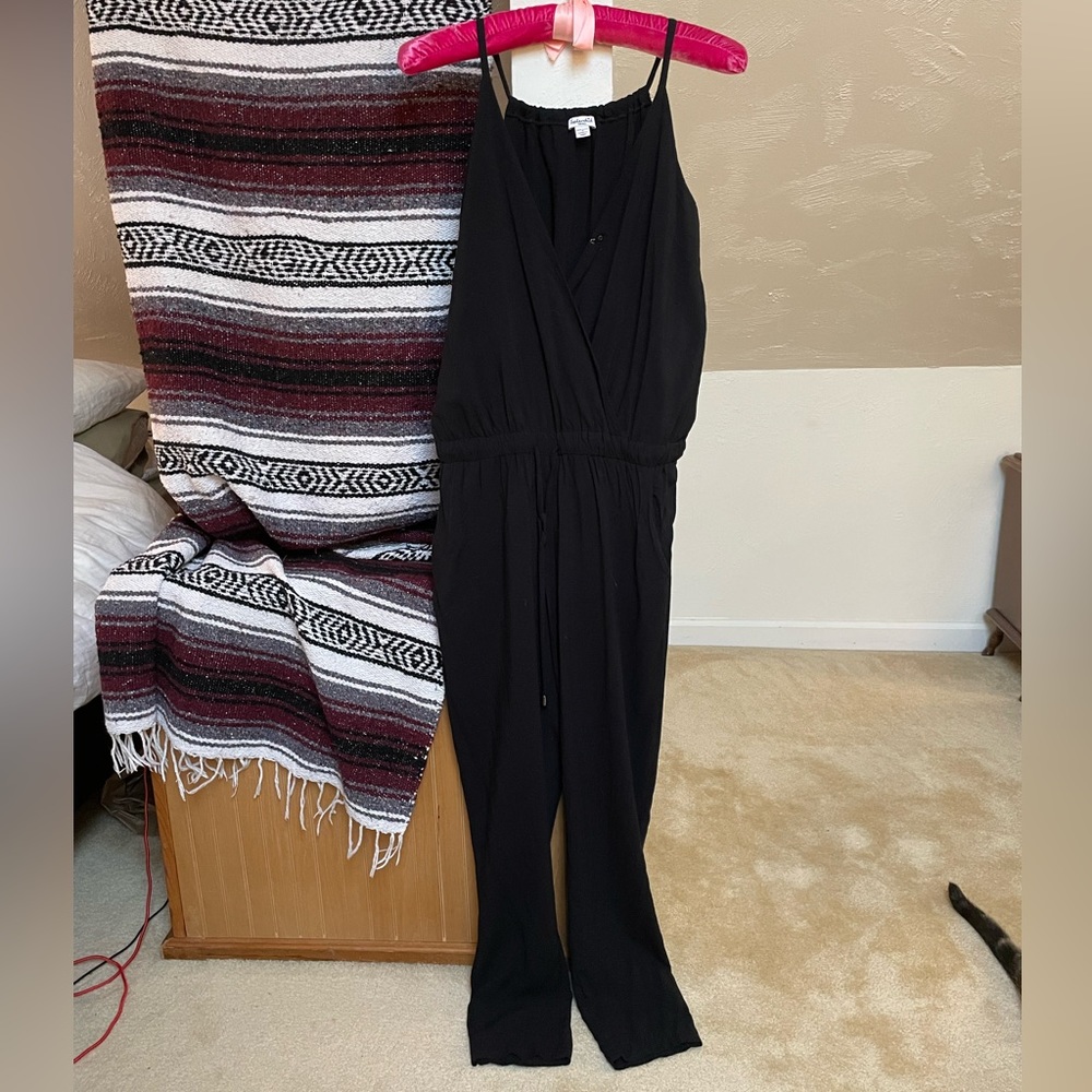 Splendid Cross Front Spaghetti Strap Jumpsuit Black Women's Small